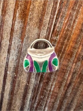 Halia Retired 925 Sterling Silver and Enamel Purse Charm